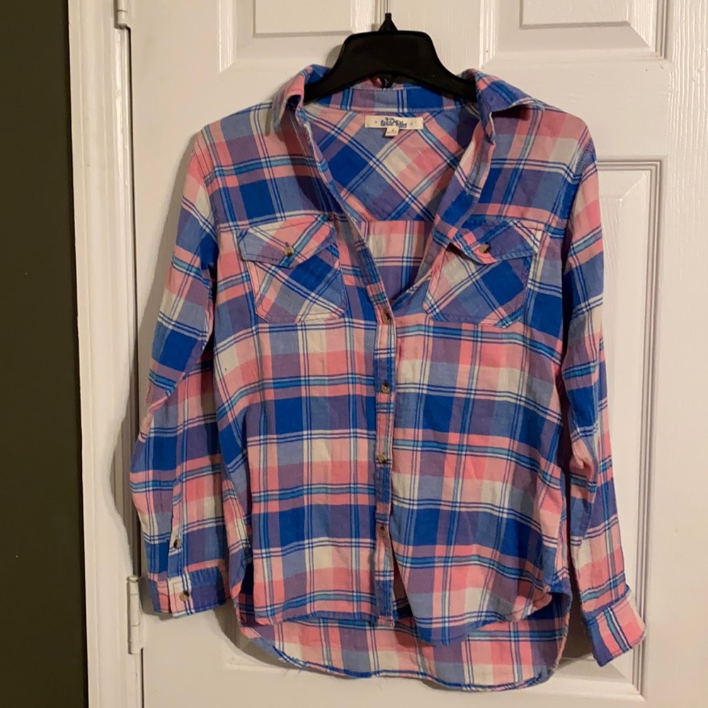 Wild Blue Pink and blue flannel shirt
